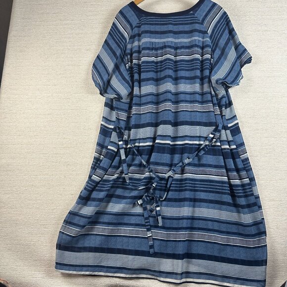 Avenue Womens SZ 26/28 Blue & White Striped Capsule Coastal Everyday Basic Dress - Picture 8 of 13